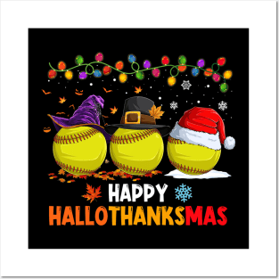 Softball Costume Halloween Thanksgiving Christmas Happy Hallothanksmas Posters and Art